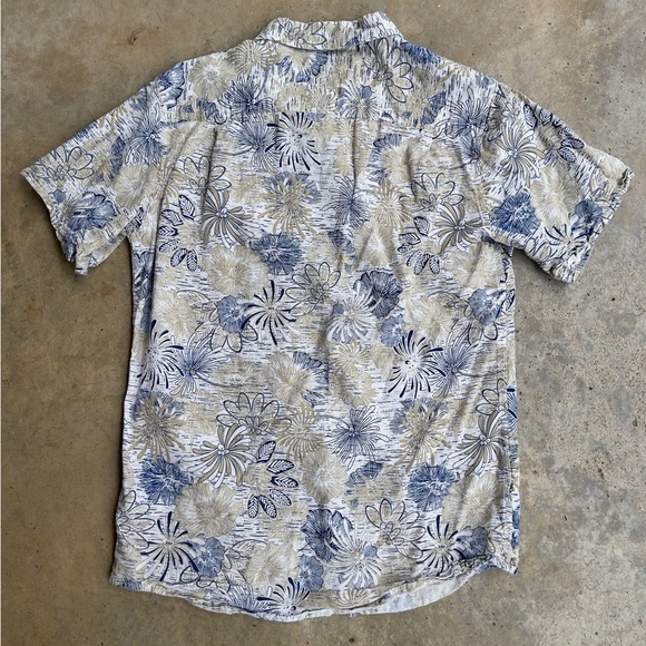 Weatherproof Mens Linen Shirt Blue White Floral Button Up Pocket NWOT - Picture 4 of 5